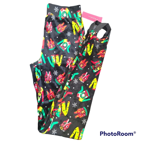 Xhilaration Leggings Stir Up Velvet Ugly Sweater Print Christmas Holiday Size XS - Picture 2 of 3